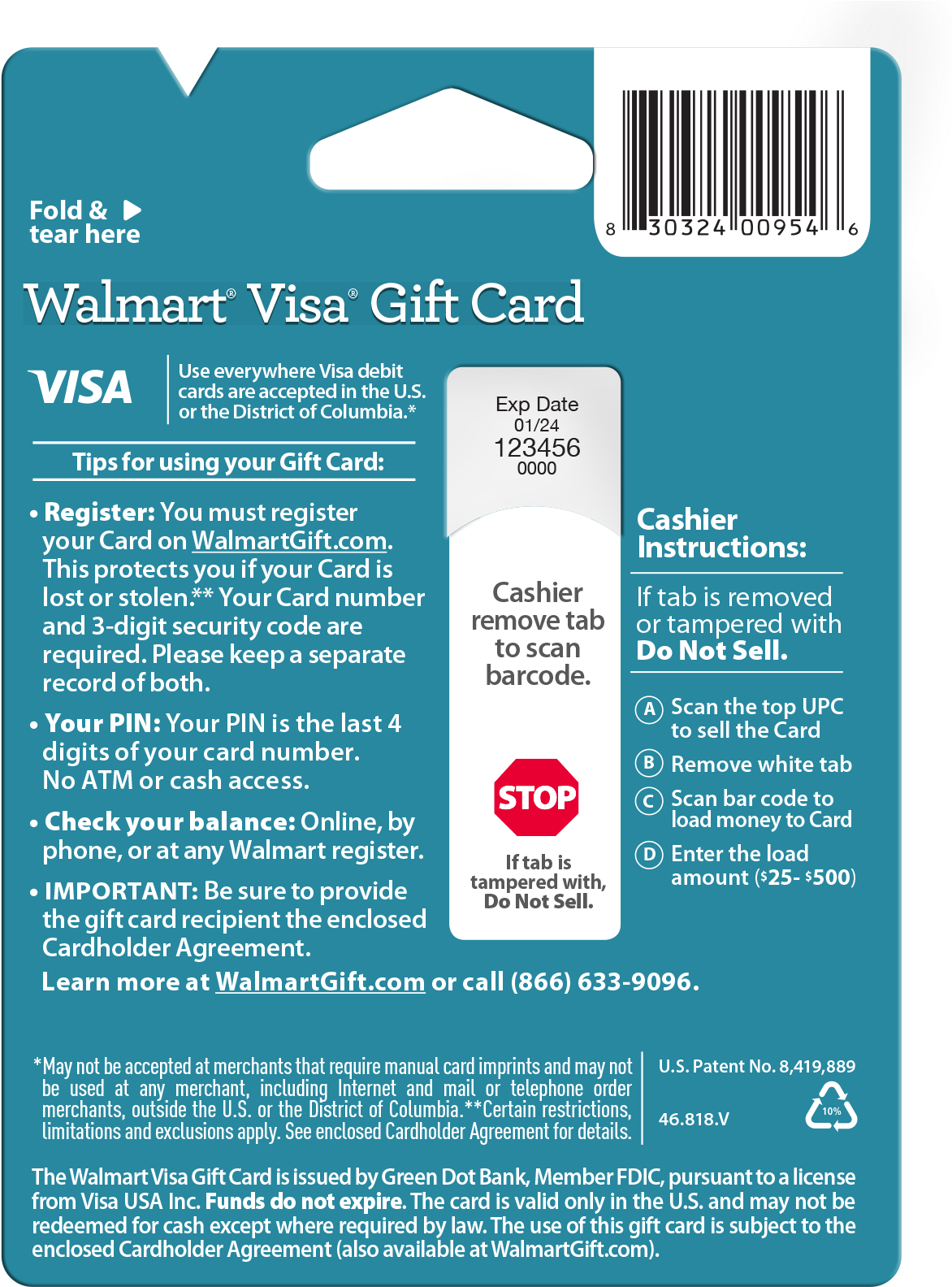 Walmart Visa Gift Card Instructions PNG