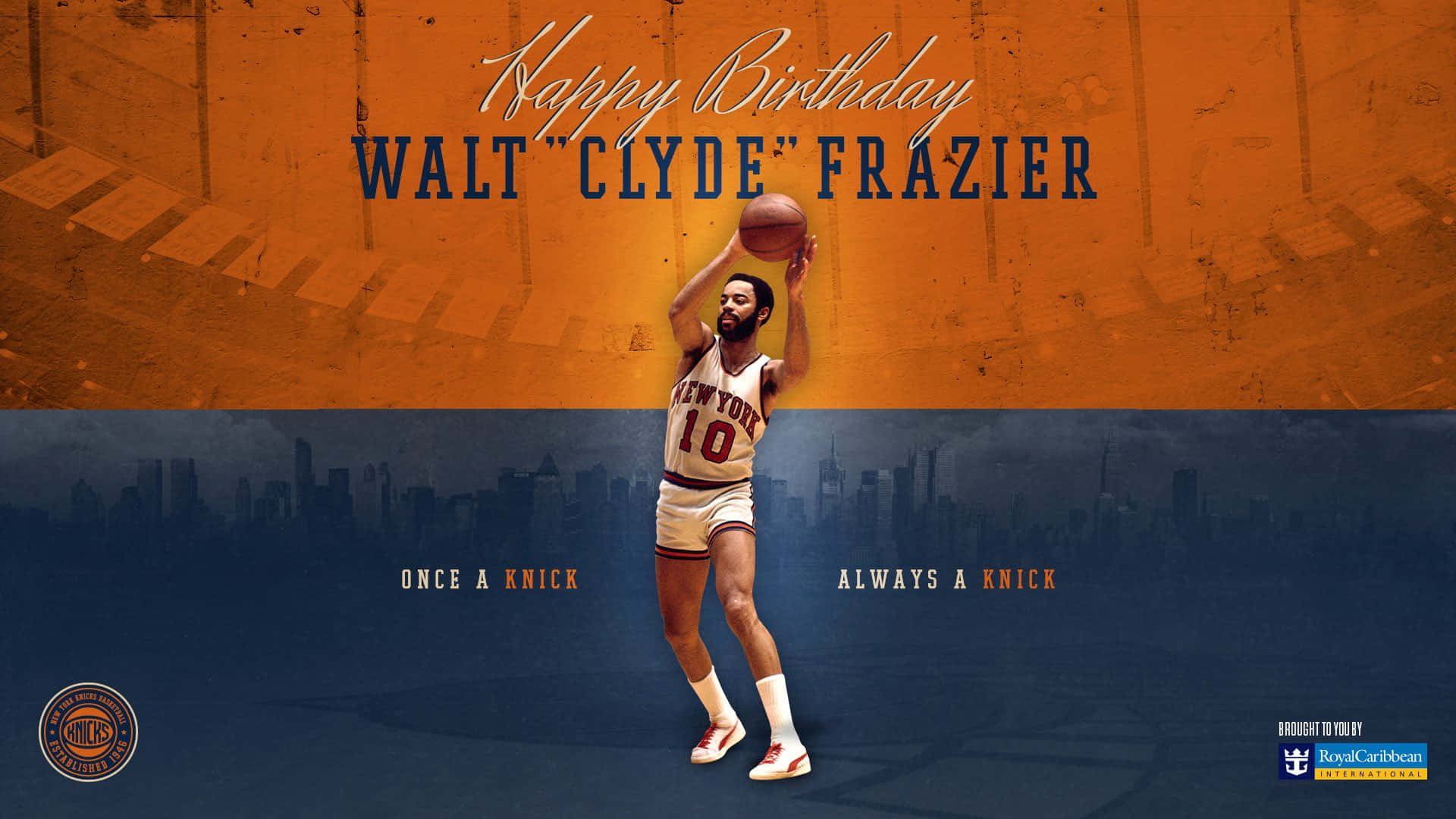 Felizcumpleaños A Walt Clyde Frazier, De Los New York Knicks. Fondo de pantalla
