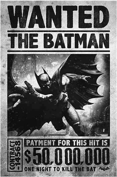 Wanted Poster Batman Reward Offer PNG