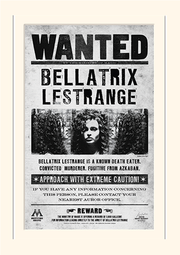 Wanted Poster Bellatrix Lestrange PNG