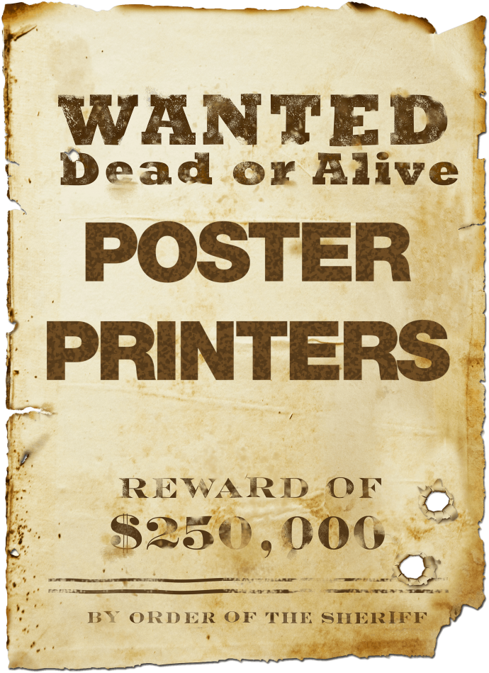 Wanted Poster Printers Reward Announcement PNG