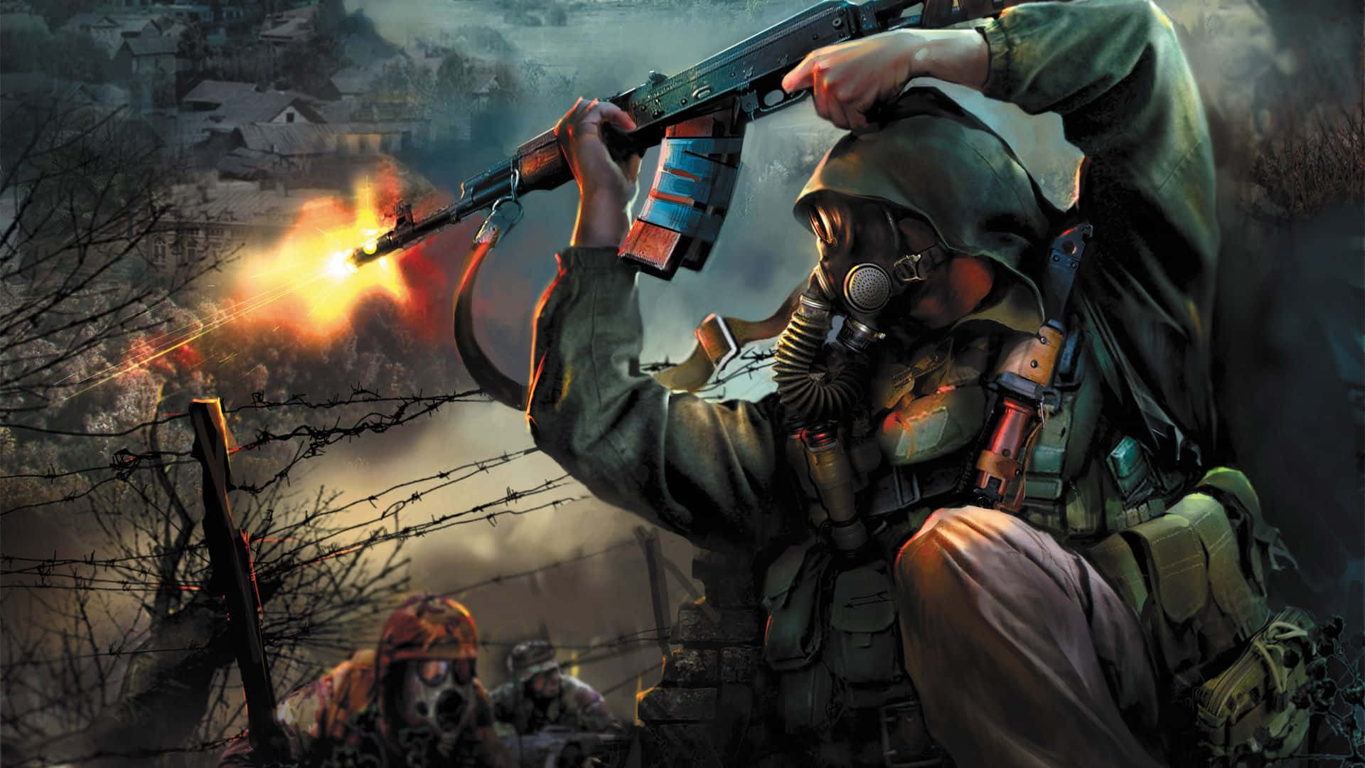 Acciónintensa De Juegos De Guerra: Soldados Participando En Batallas Virtuales. Fondo de pantalla