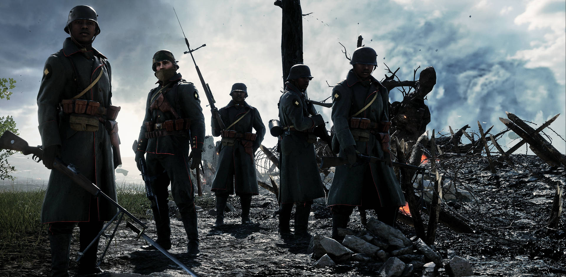 Krigssoldater venter på mission på slagmarken. Wallpaper