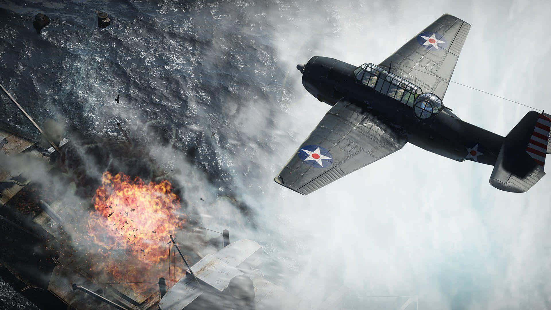 War Thunder Aerial Combat Explosion Wallpaper