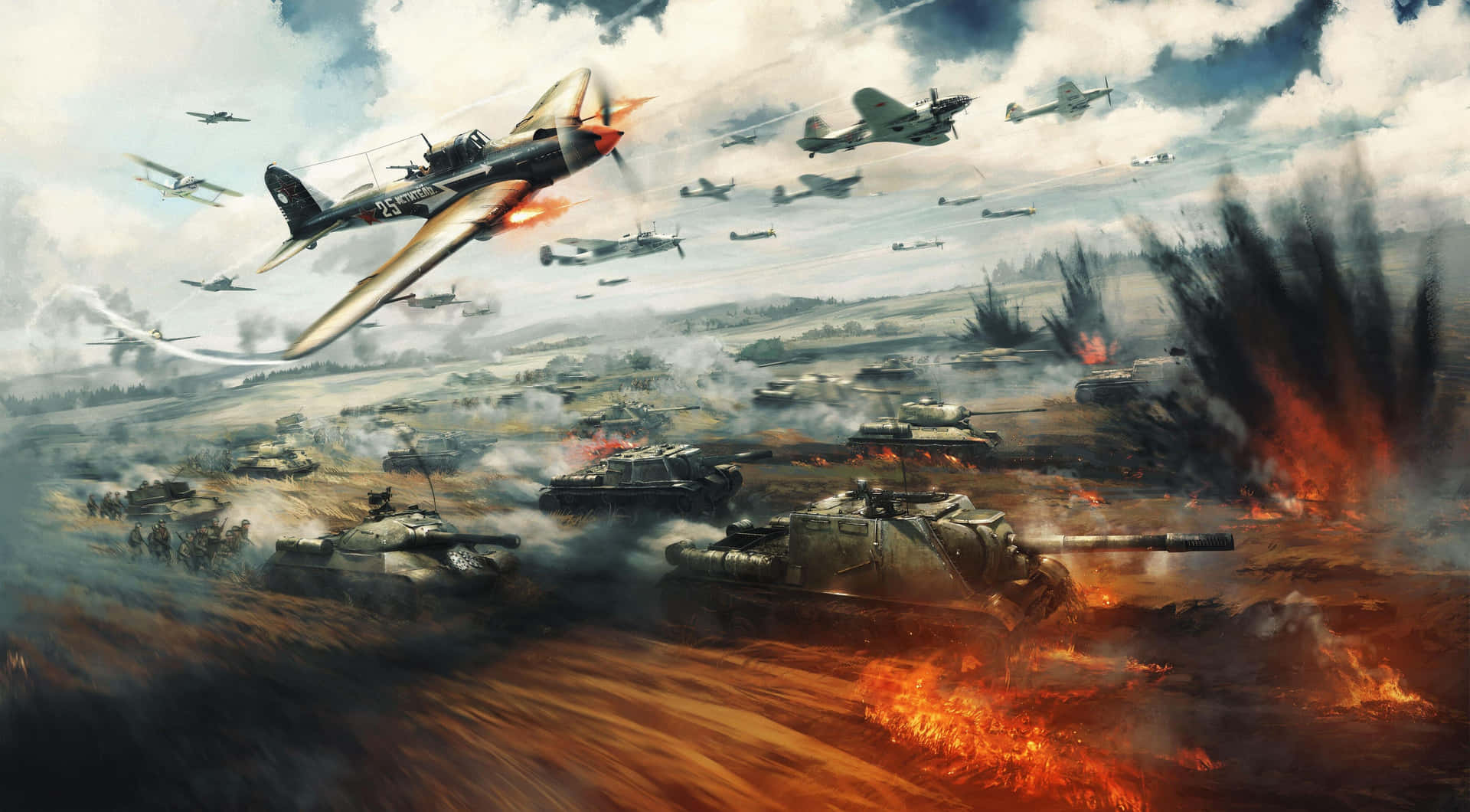 War Thunder_ Aerial Tank Battle_ Artwork Wallpaper
