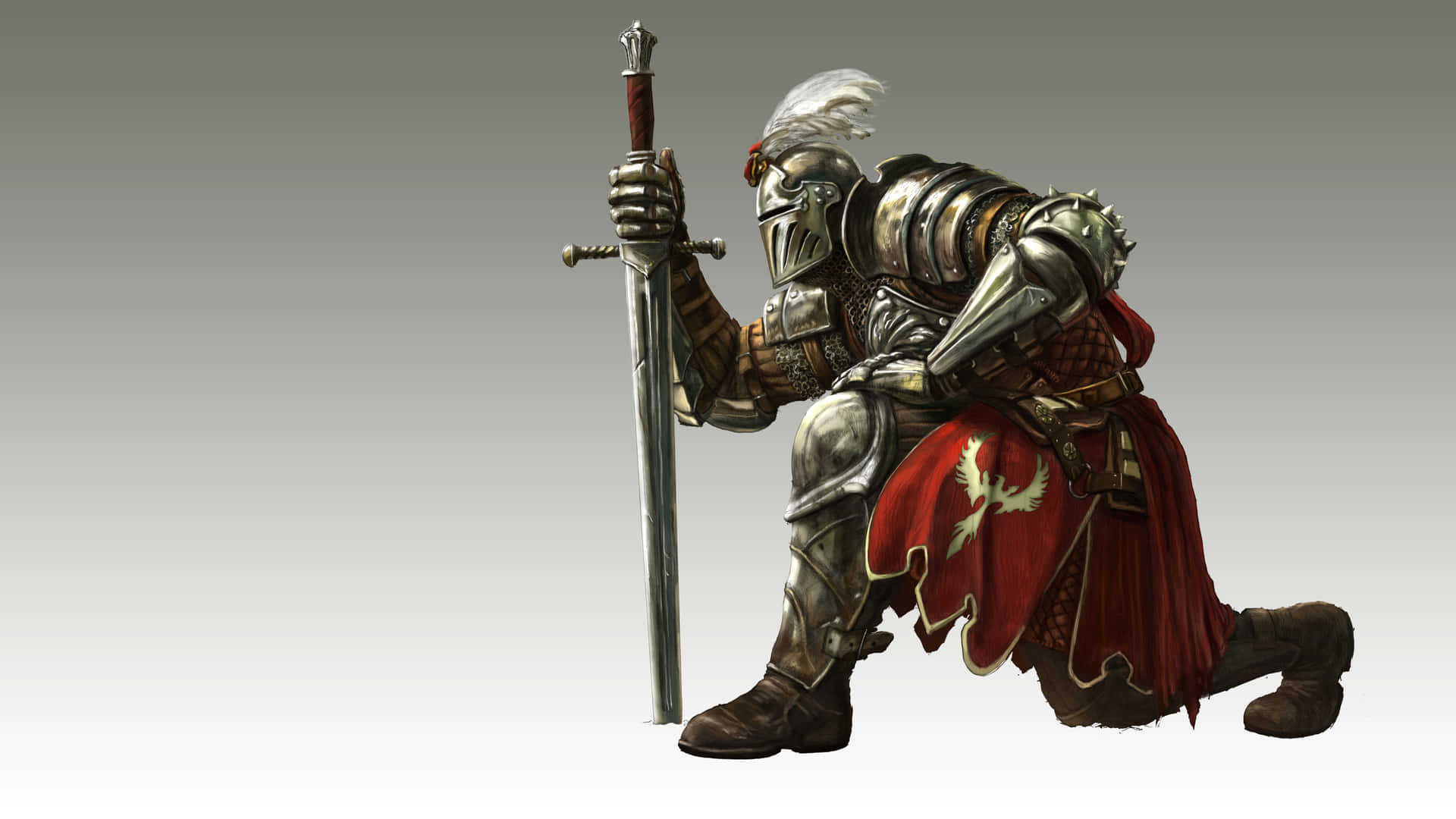 En ridder i rustning holder et sværd Wallpaper