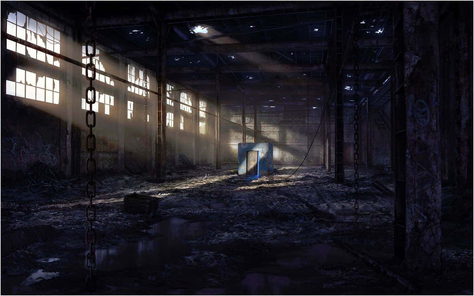 Unapuerta Azul En Un Edificio Abandonado