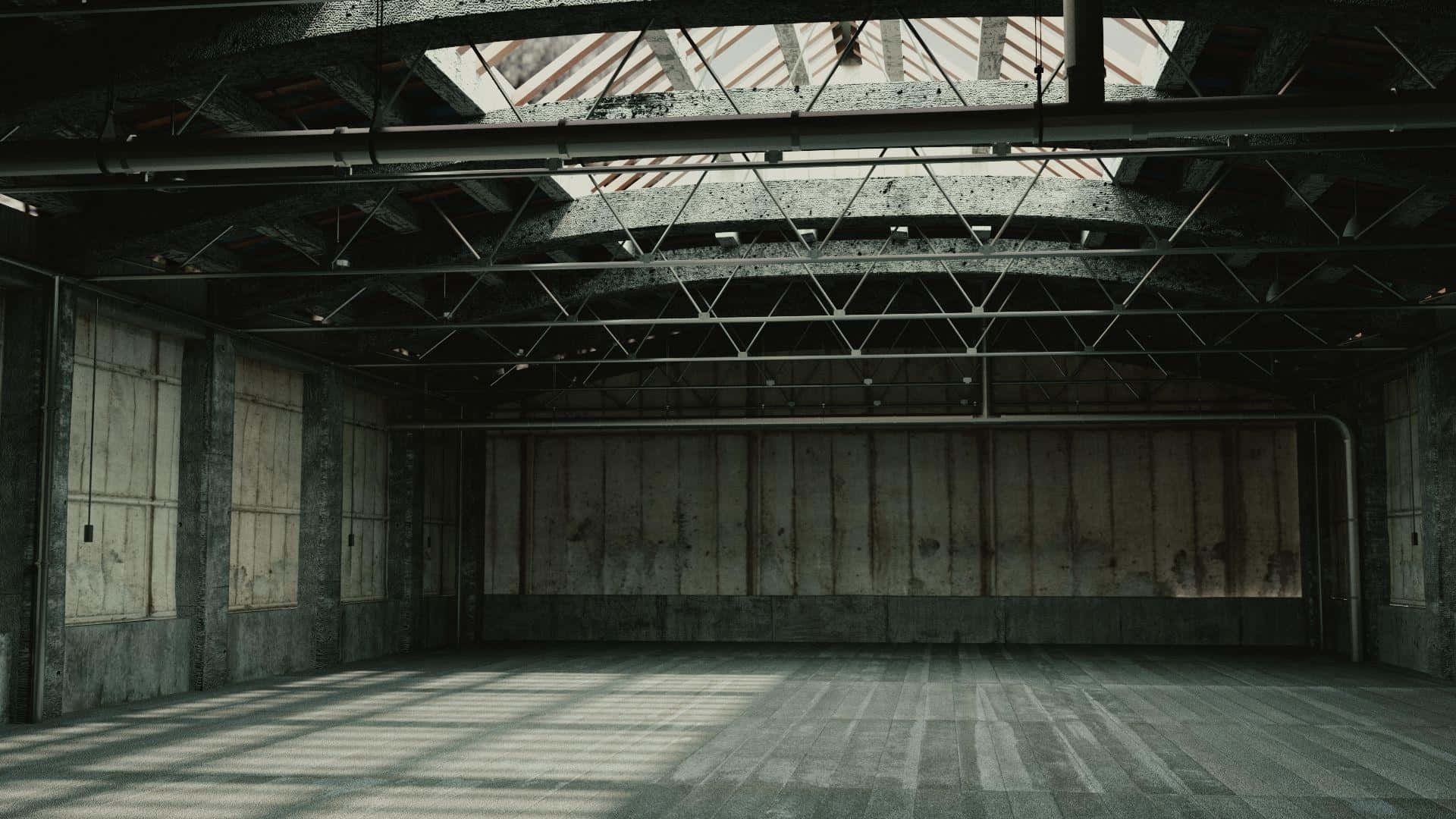 An Empty Warehouse With A Large Ceiling