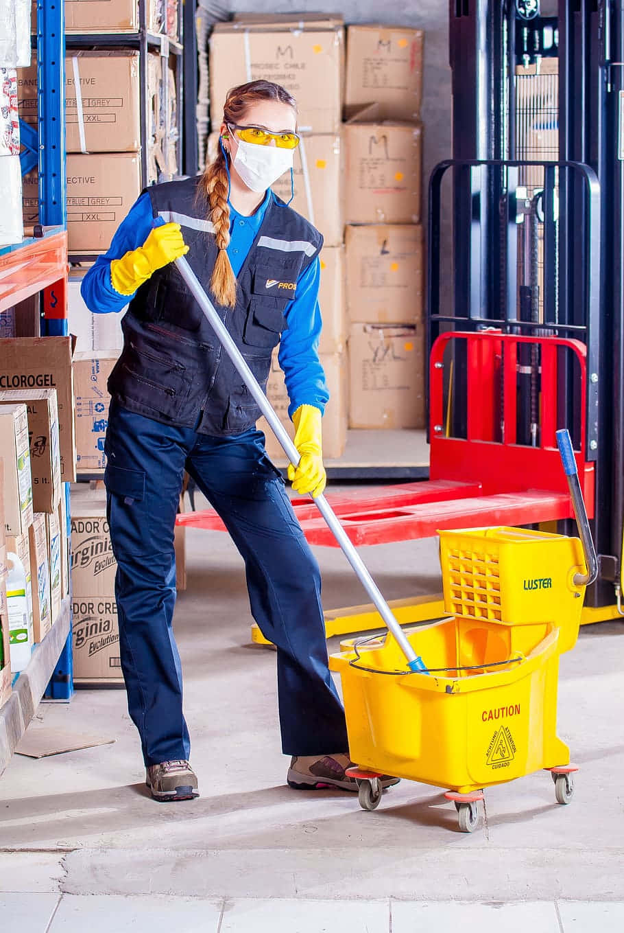 Warehouse Cleaning Professionalin Action Wallpaper