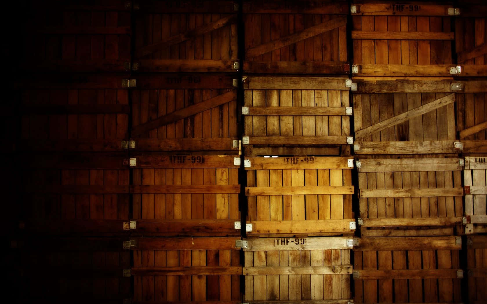 A Row Of Wooden Crates