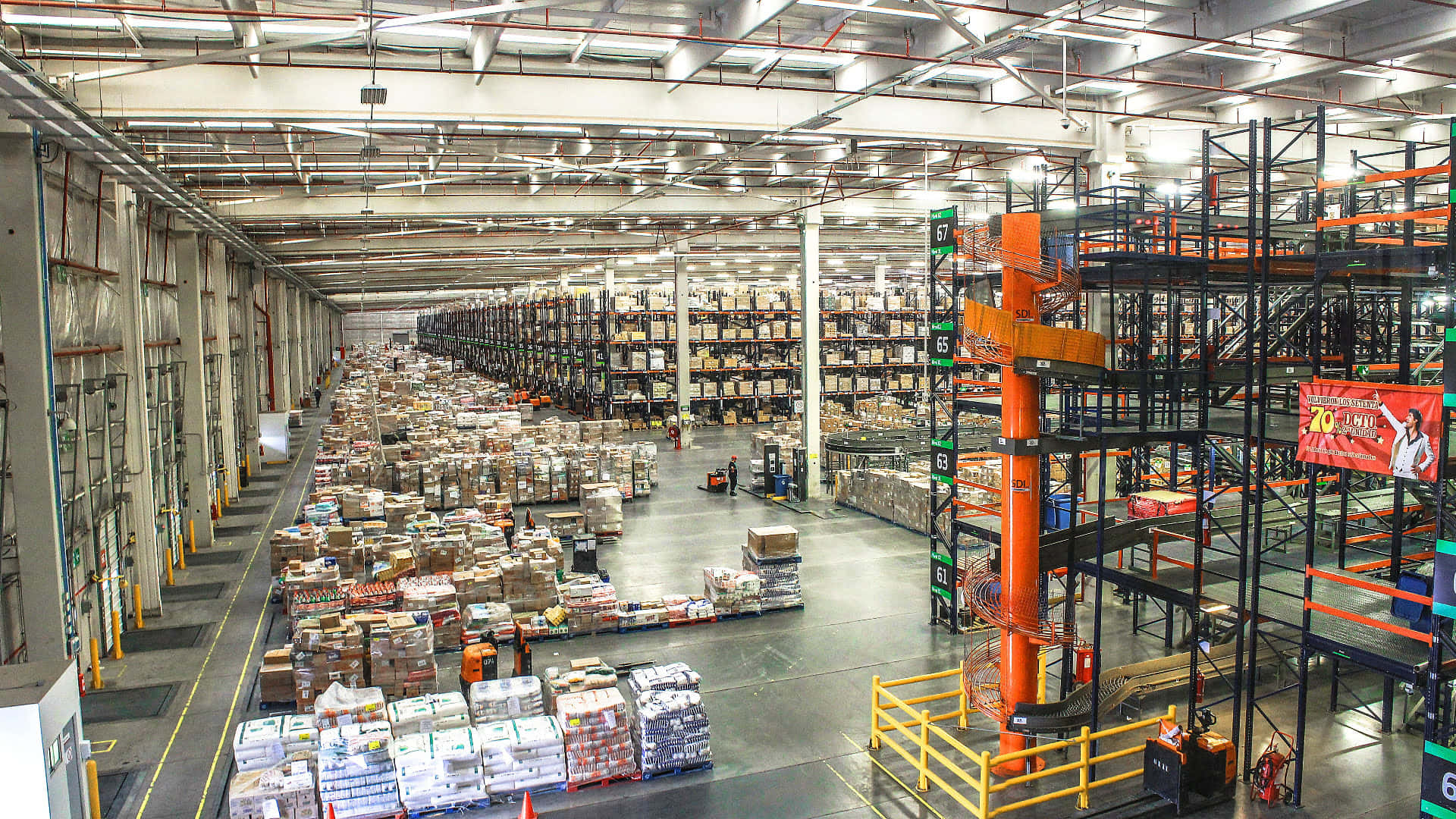 A Warehouse With Many Boxes And Shelves