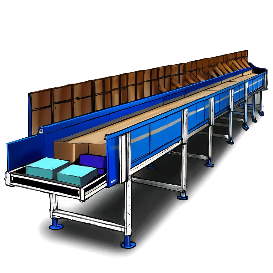 Warehouse Sorting Conveyor System Png 06122024 PNG