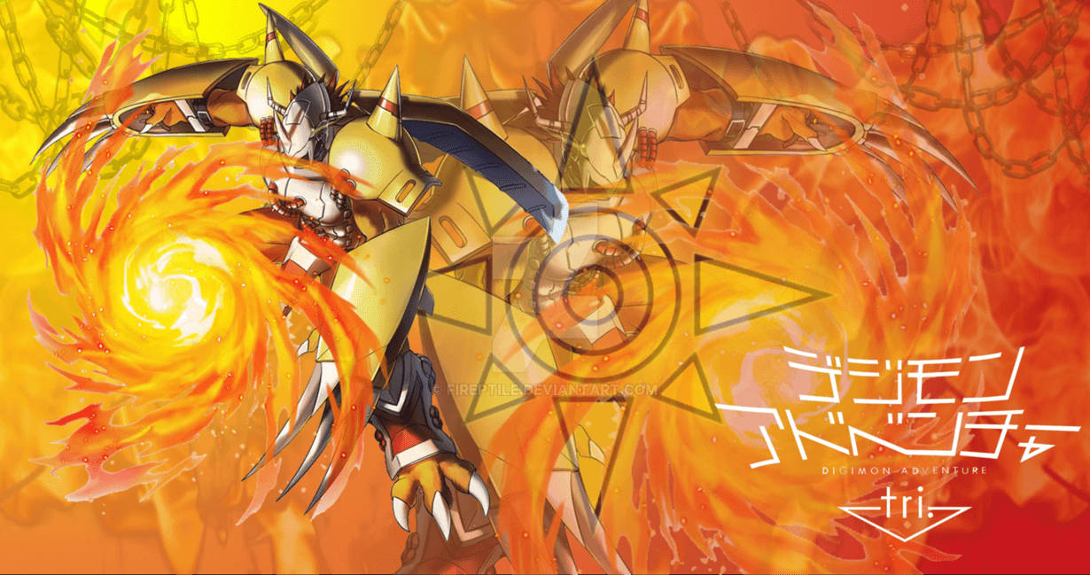 WarGreymon Spinning Fire Digimon Wallpaper