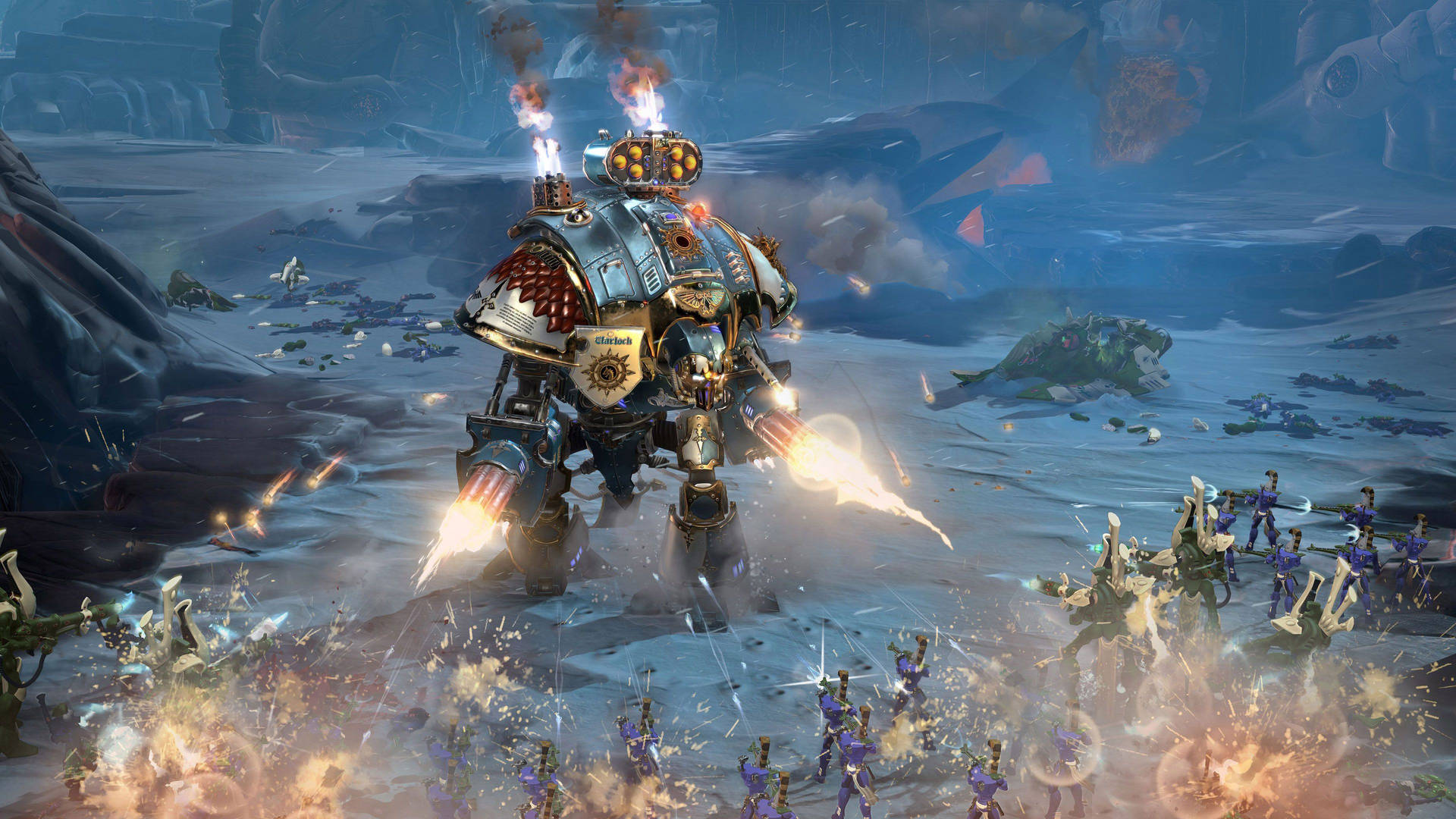 Warhammer40000 Dawn Of War: Gigante Guerreiro Lutando. Papel de Parede