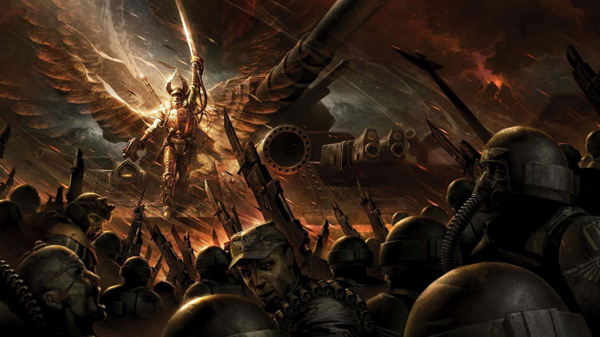 Prægetkonfrontation: To Kræfter Støder Sammen I En Warhammer 4k-kamp. Wallpaper