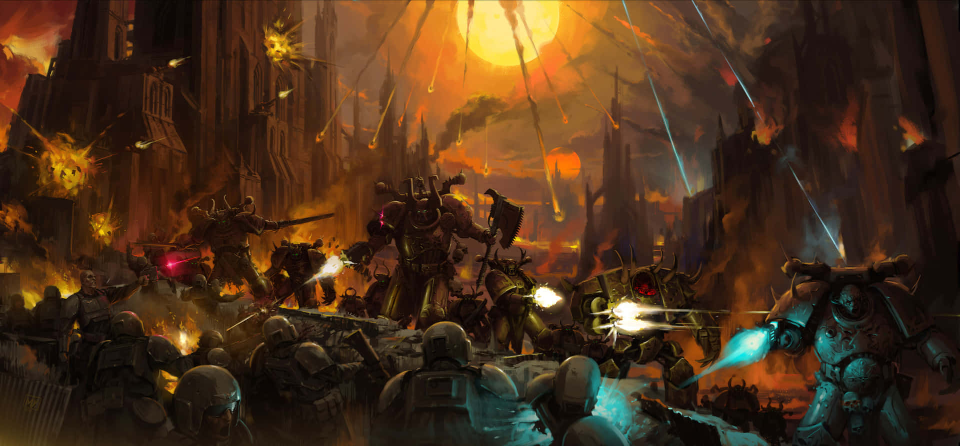 "An epic battle awaits in the world of Warhammer 4k" Wallpaper