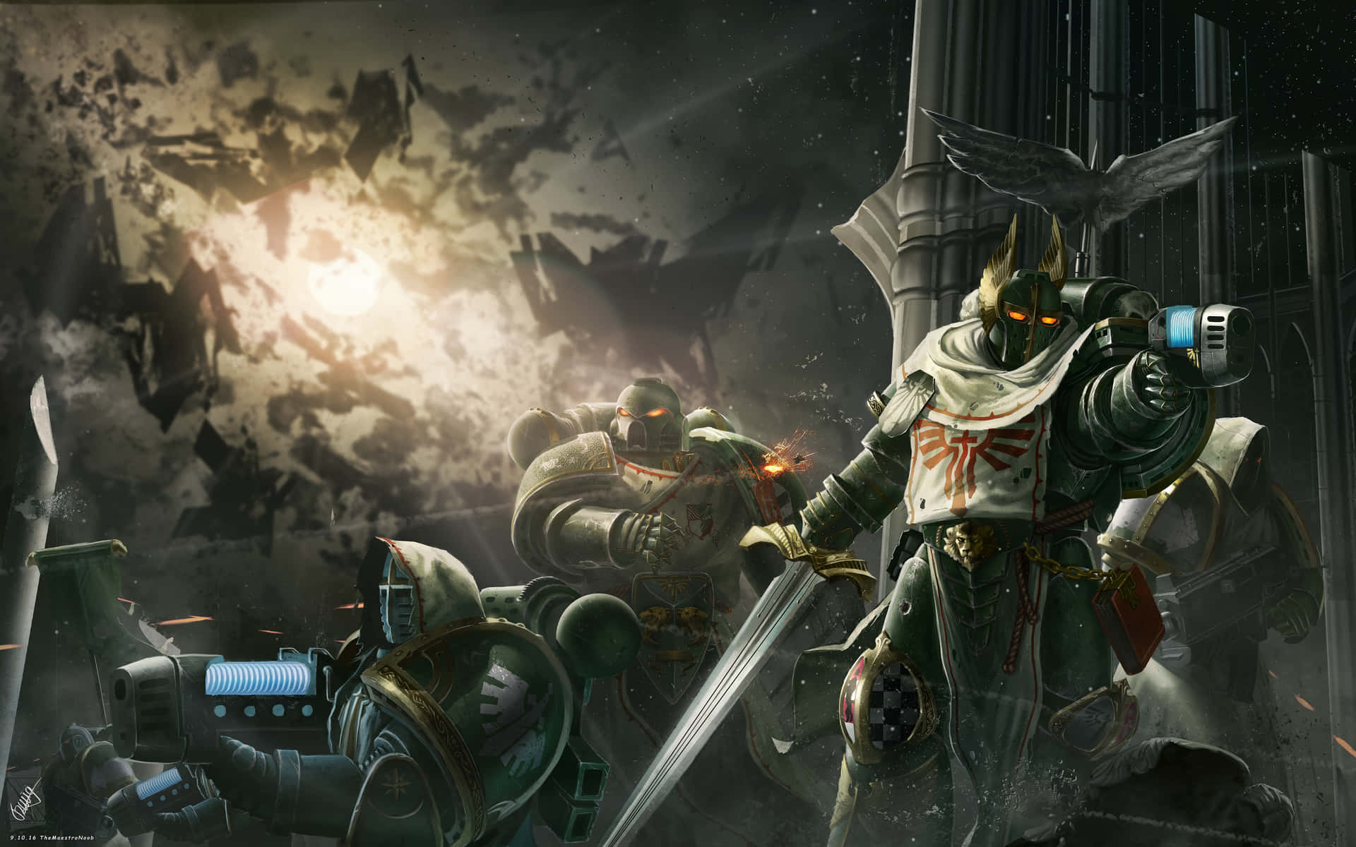 Træd ind i Warhammer 4K-verdenen - fyldt med episke slag og fascinerende figurer. Wallpaper