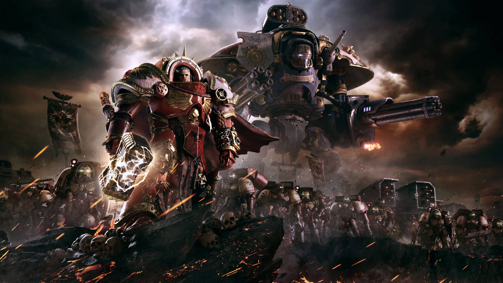 Epic Battle Scene from Warhammer's Forces of Order Wallpaper