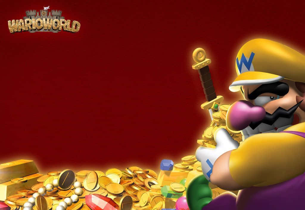 Wario smirking in his iconic yellow and purple outfit Wallpaper