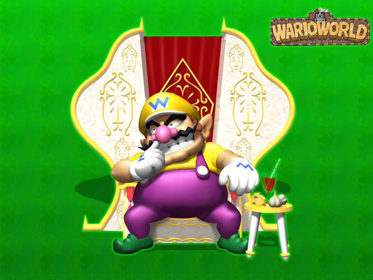 Wario making a daring escape in a vibrant, action-packed scene Wallpaper