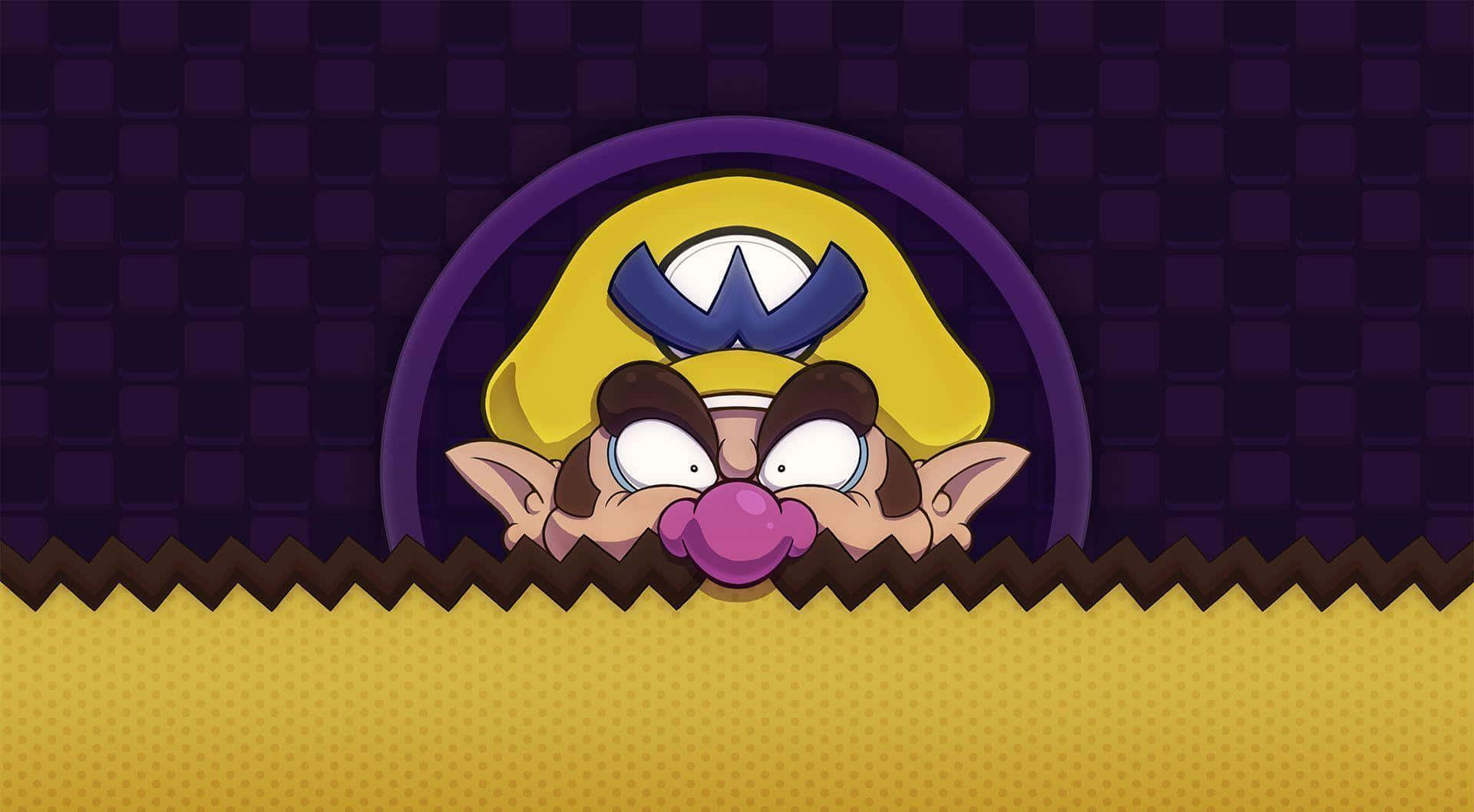 Wario smirking mischievously in his iconic outfit Wallpaper