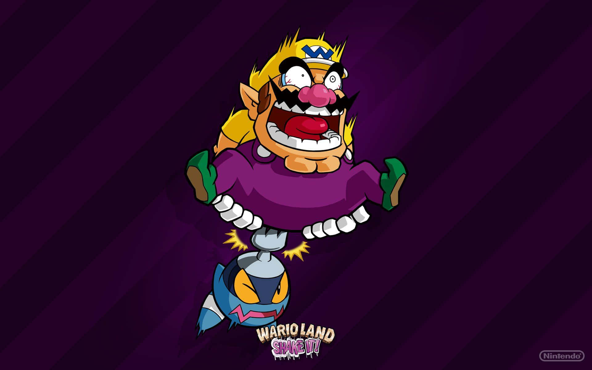 Wario, the mischievous antagonist, taking center stage in this vibrant artwork Wallpaper