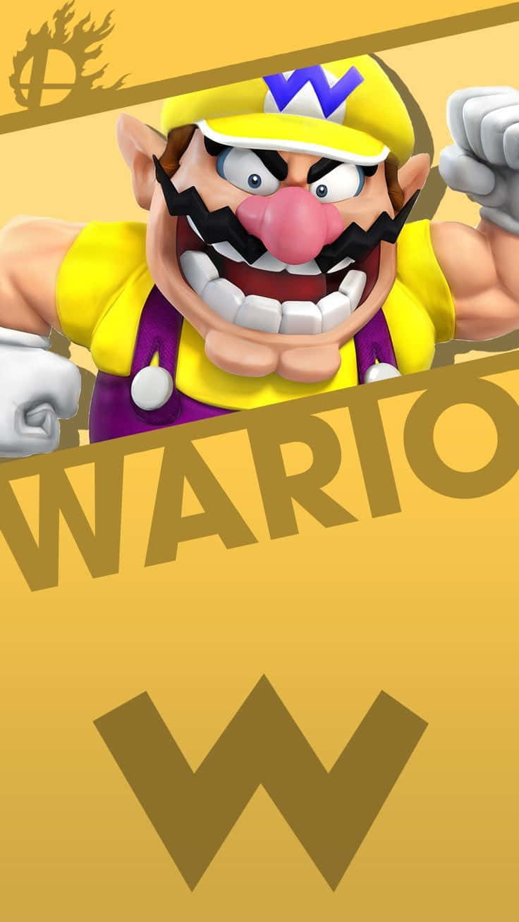 Wario, the iconic Nintendo character, smirkingly welcomes you to his world of mischief Wallpaper