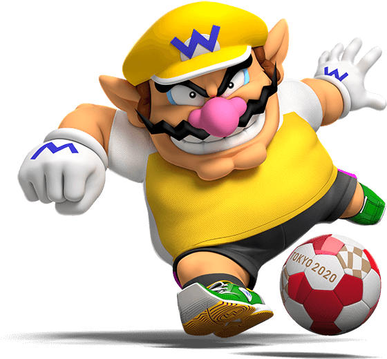 Wario Kicking Tokyo2020 Soccer Ball PNG