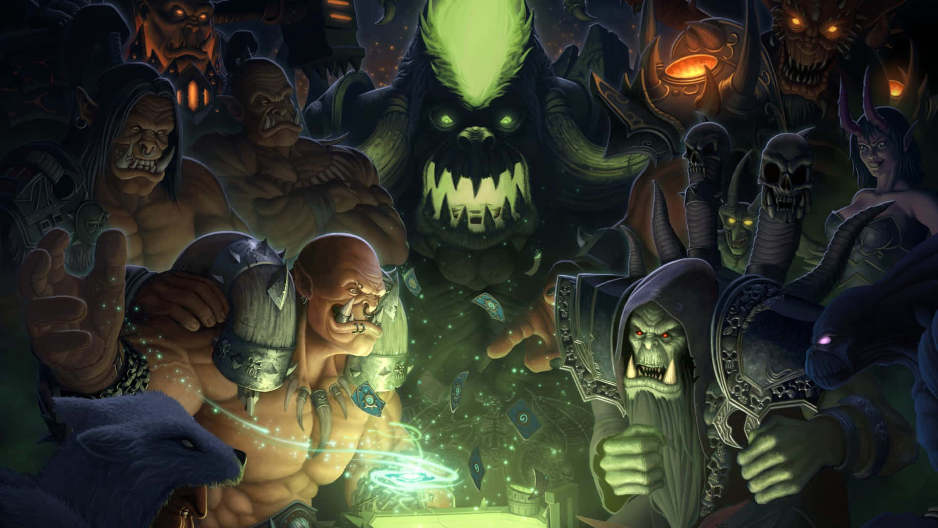 Warlock Master Harnessing Dark Magic In World Of Warcraft Wallpaper