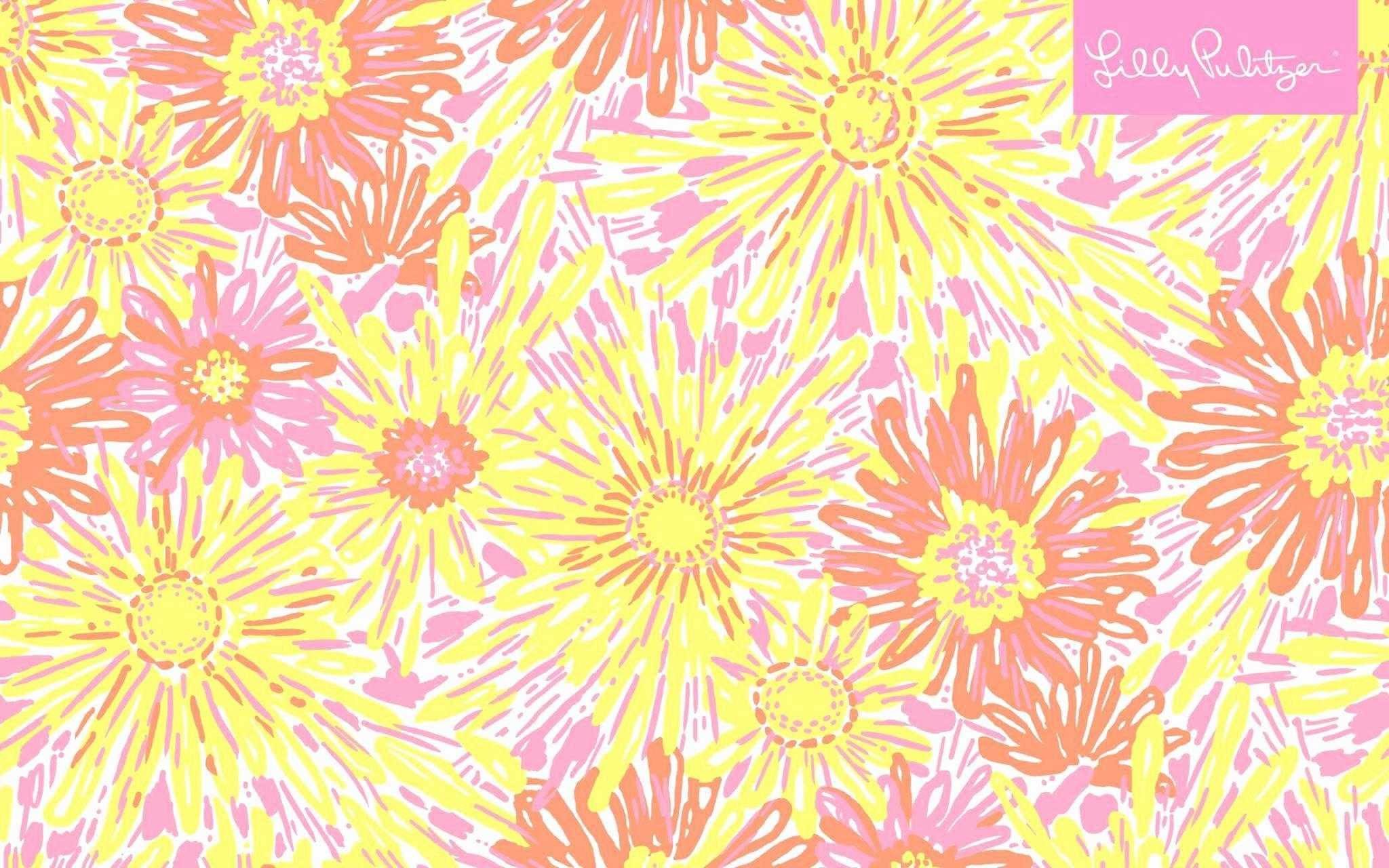 Warm Floral Yellow Lilly Pulitzer Desktop Wallpaper