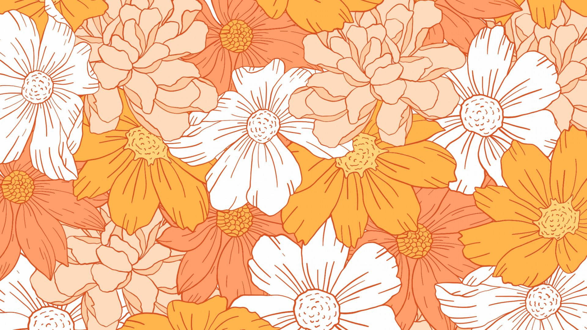 Warm Flowers Aesthetic Sketches Wallpaper