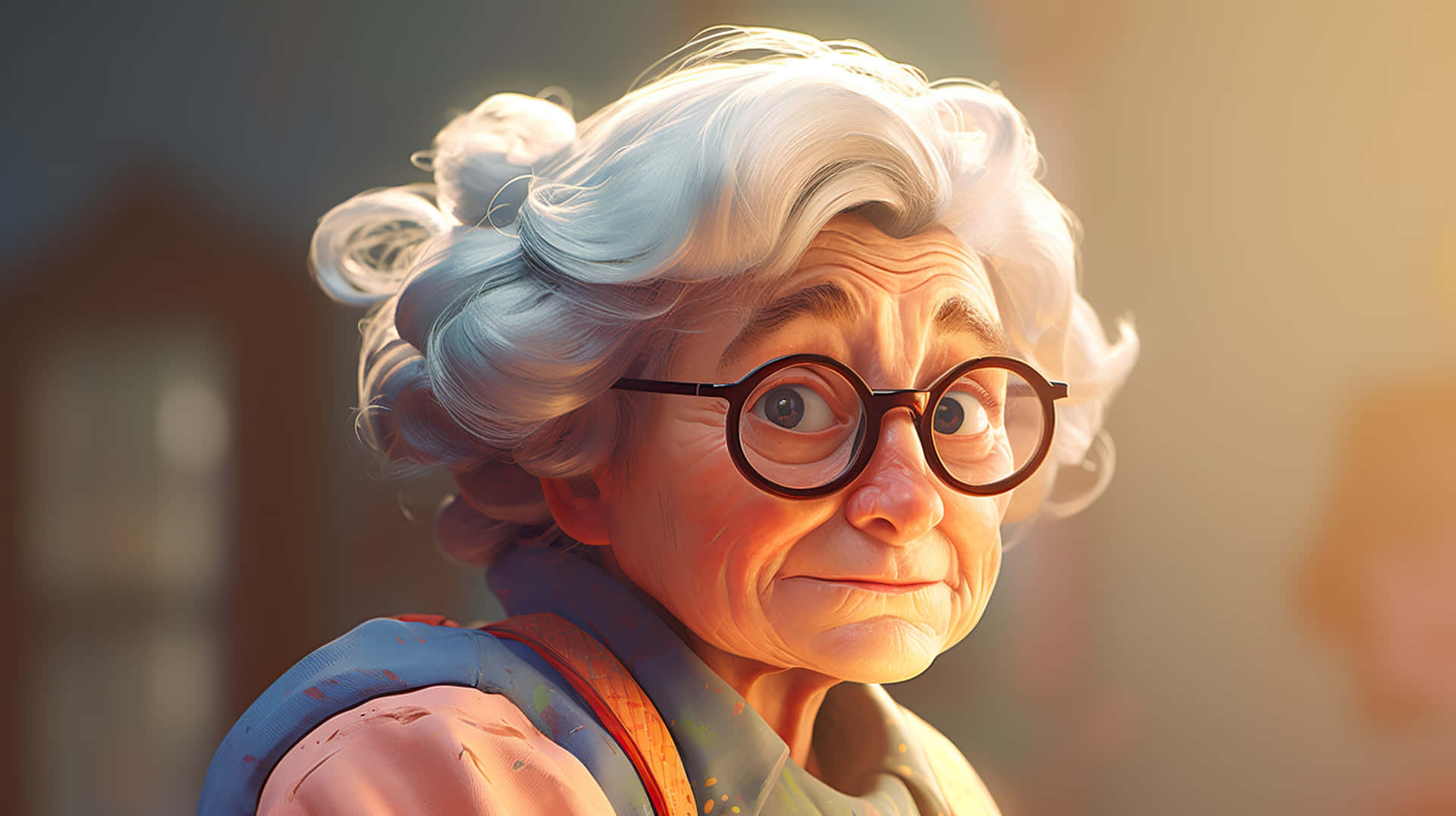 Warm Smiling Grandmother Illustration Wallpaper