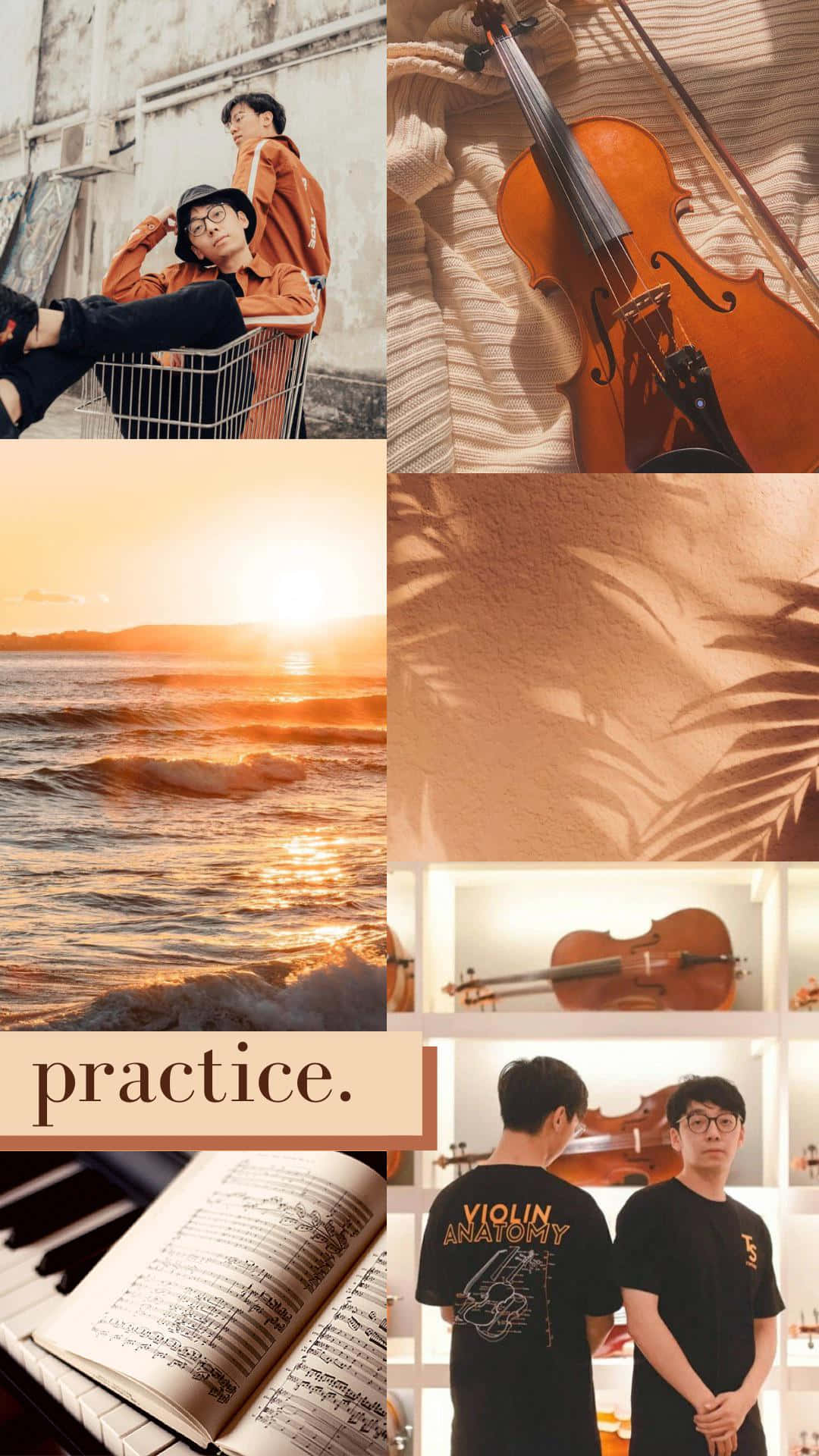 Warm Violin Practice Collage Wallpaper