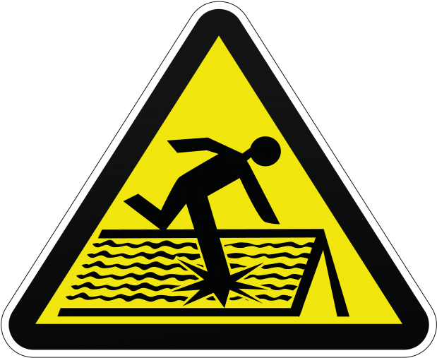 Warning Sign Falling Off Roof PNG