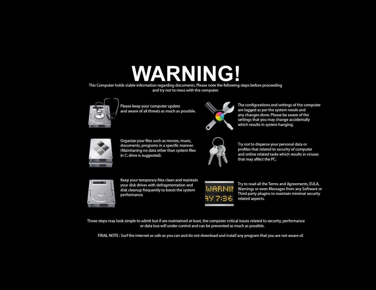 Accessing Computer Warning Wallpaper