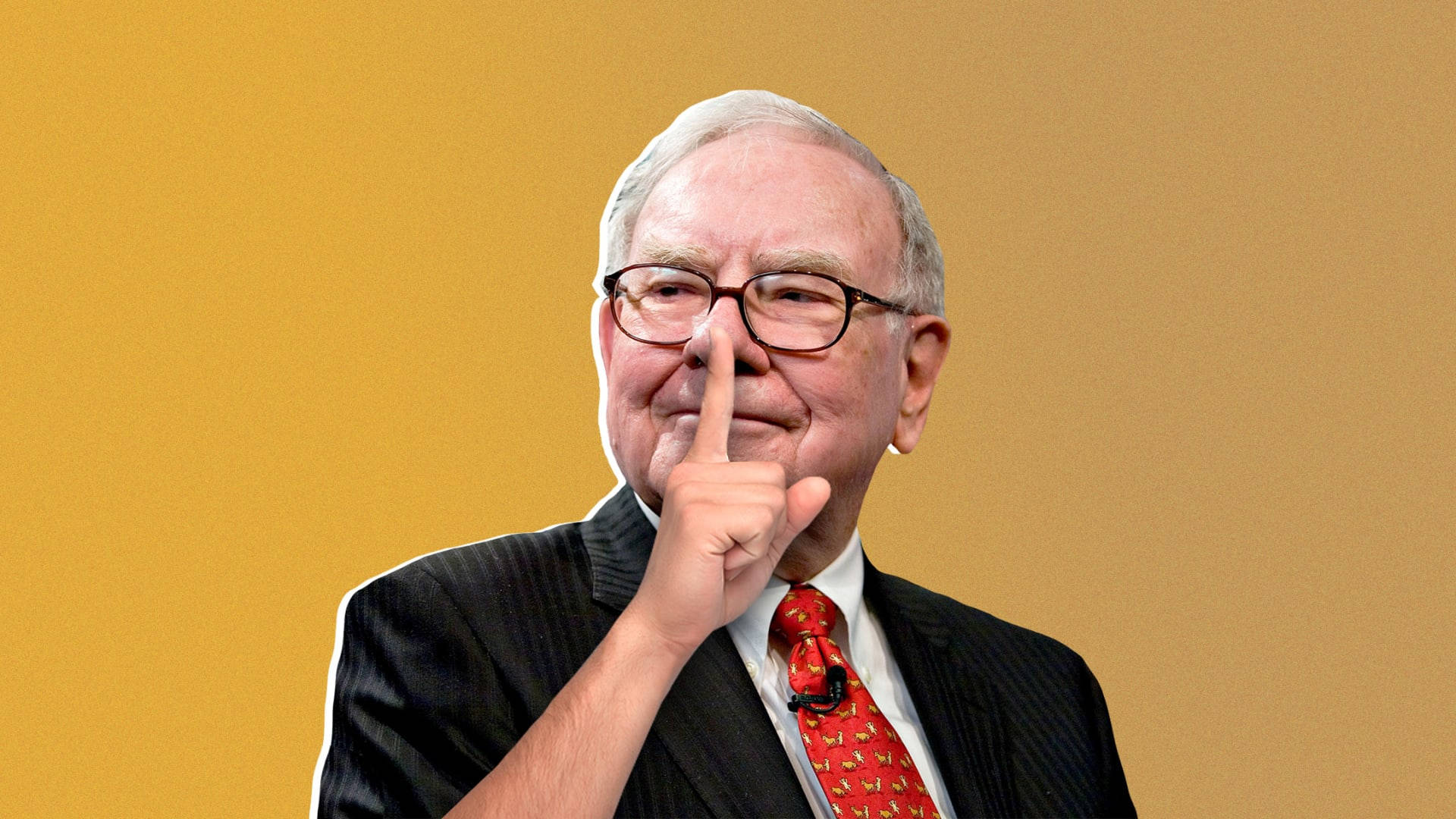 Warren Buffett Shh Hand Sign Photo Picture