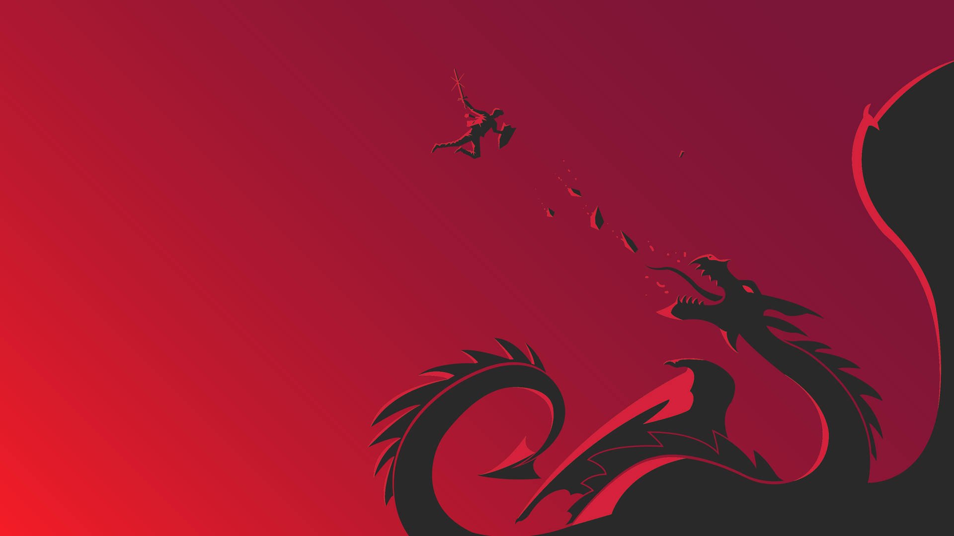 Warrior And Red Dragon Wallpaper
