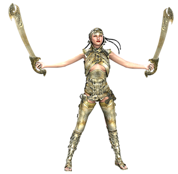 Warrior Girlin Armorwith Swords PNG