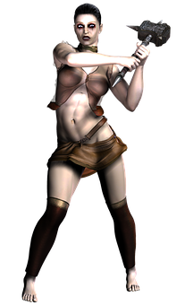 Warrior_ Woman_with_ Hammer PNG