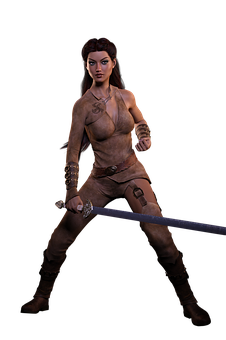 Warrior Woman3 D Model PNG