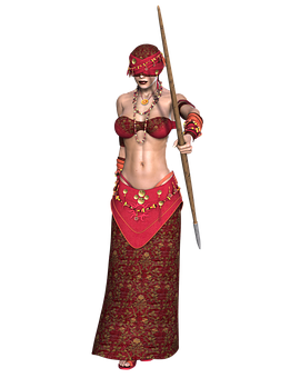 Warrior Womanin Red Attire PNG