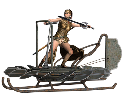 Warrior Womanon Ancient Chariot PNG