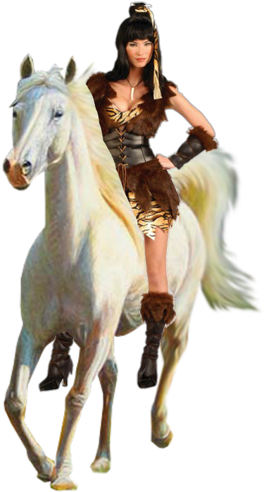 Warrior Womanon White Horse PNG