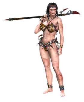 Warrior Womanwith Spearand Chains PNG