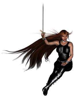 Warrior Womanwith Sword PNG