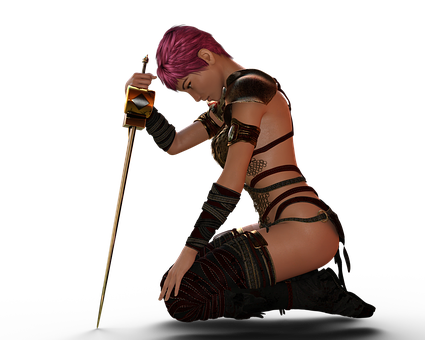 Warrior Womanwith Sword PNG