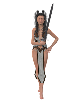 Warrior Womanwith Sword PNG