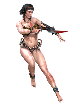 Warrior Womanwith Swordand Chains PNG