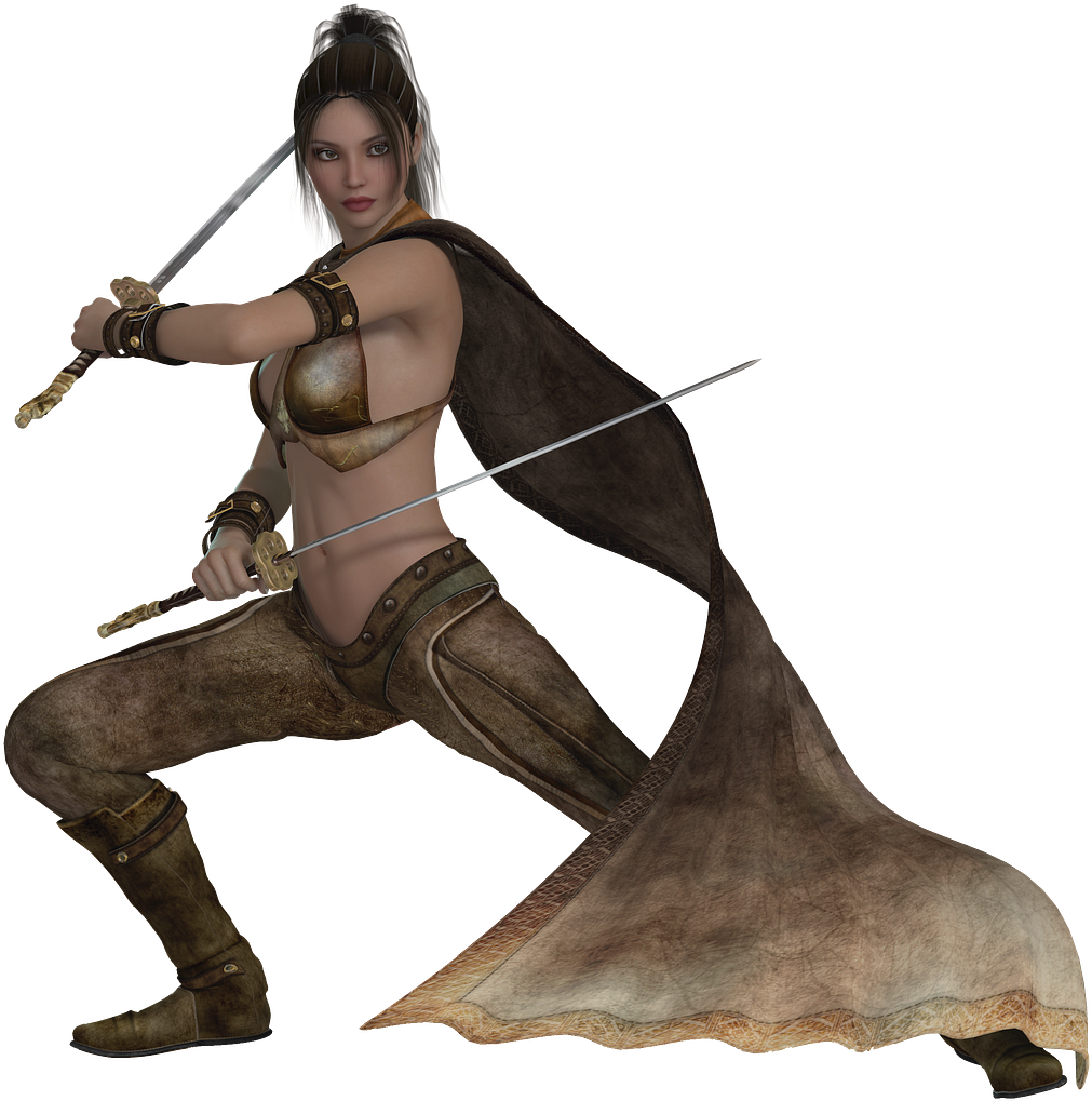 Warrior Womanwith Swords PNG