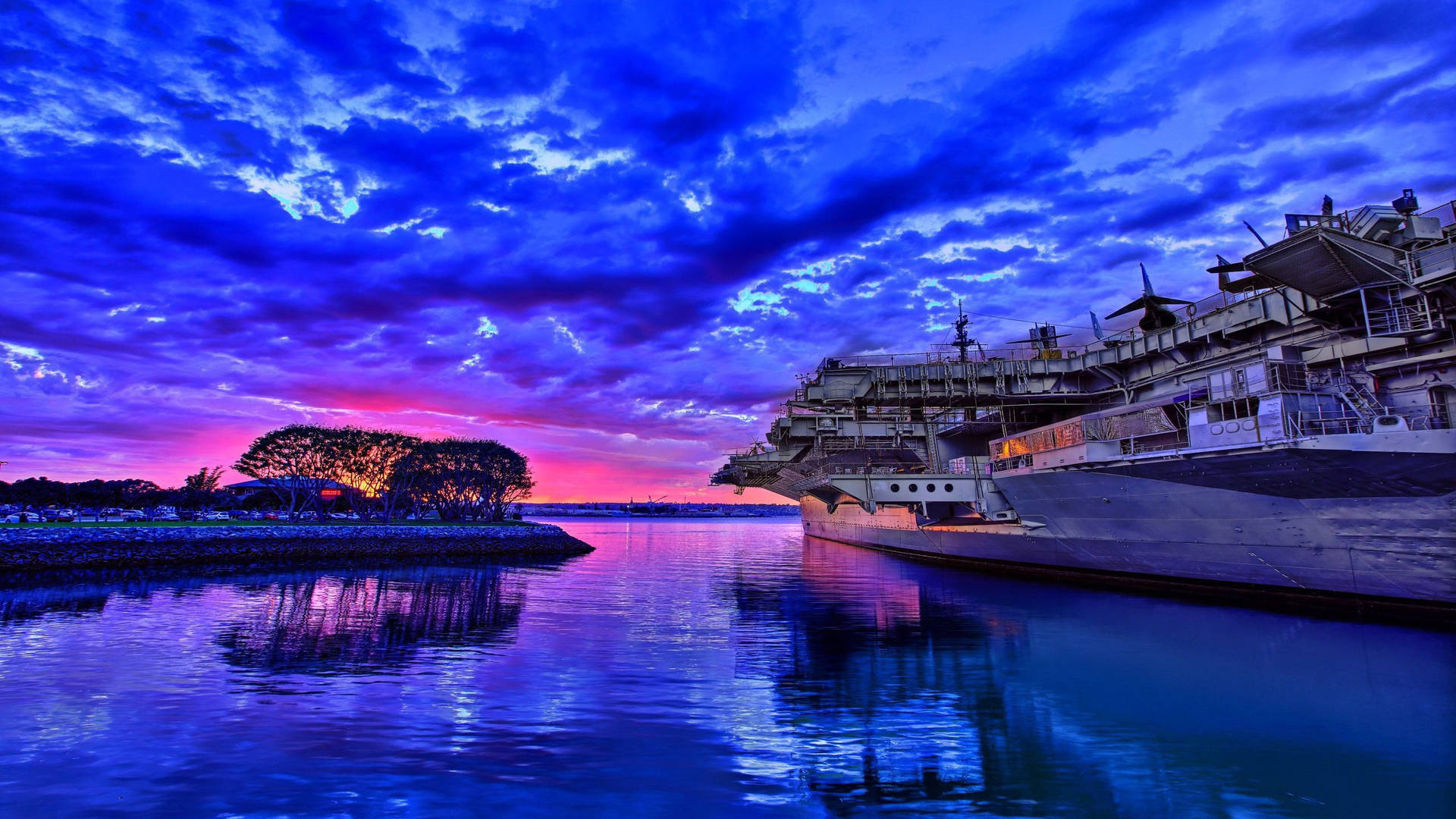 Warship And Blue Clouds Wallpaper